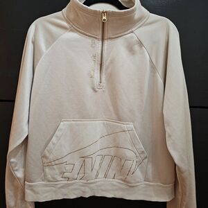 Nike Women's Icon Clash Logo Quarter Zip Pullover Sweatshirt Medium Cream & Gold